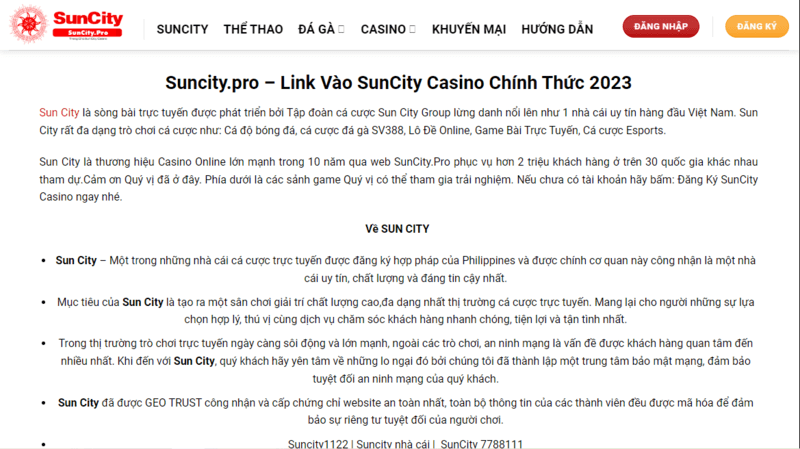 Suncity – Nhà Cái Cá Cược Xanh Chín Hàng Đầu Khu Vực 2 Suncity có kinh nghiệm hoạt động cá cược hơn 10 năm