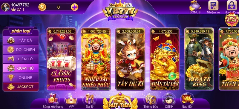 VB777 - Cổng game đổi thưởng tiền thật đáng trải nghiệm nhất 2023 4 Chơi game quay hũ săn Jackpot khủng giúp cuộc đời lên hương