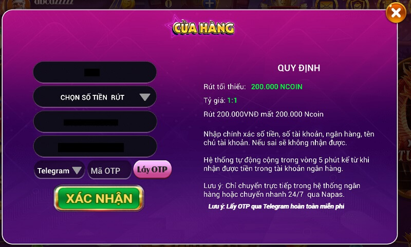 Nohu52 - Địa chỉ chơi game đổi thưởng đỉnh nhất hiện nay 8 Chuyển đổi tiền thưởng thành tiền mặt đưa vào tài khoản ngân hàng