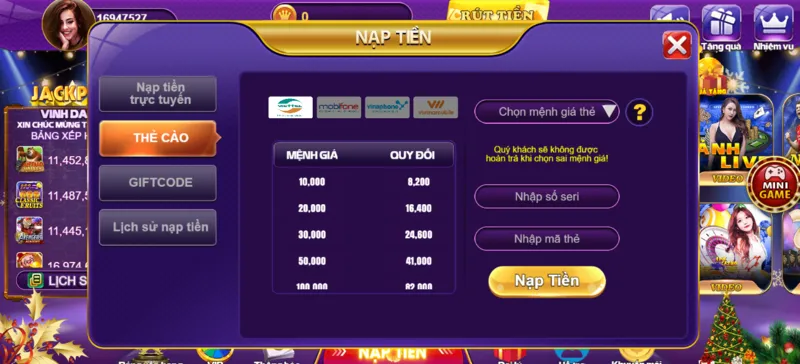 Lô đề 68 game bài - Sảnh game rinh tiền dễ dàng 6 Thao tác nạp tiền linh hoạt để chơi cá cược lô đề