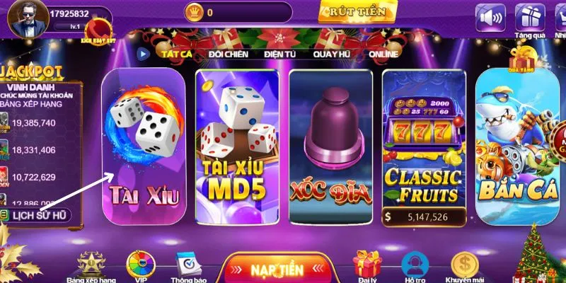Tài xỉu 68 game bài - Game đổi thưởng cực cuốn 2024 4 Chọn tài xỉu tại danh mục game tương ứng