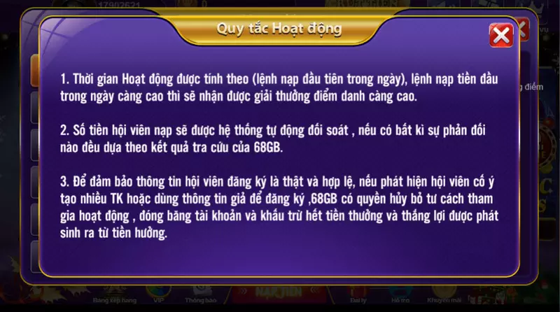 Khuyến mãi 68 game bài - Chương trình ưu đãi hàng chục triệu 2 Điều kiện tham gia chương trình khuyến mãi 68gb